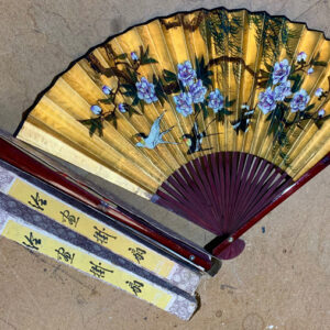 Asian Gold Hand painted Fans - Prop For Hire