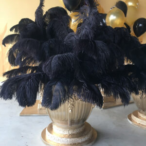 Gold Urn Black Feathers - Prop For Hire